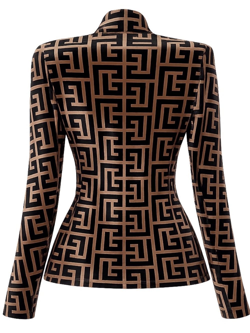 Balmain Paris Velvet Monogram Logo Top Size 40 NWOT Designer Long Sleeve Luxury